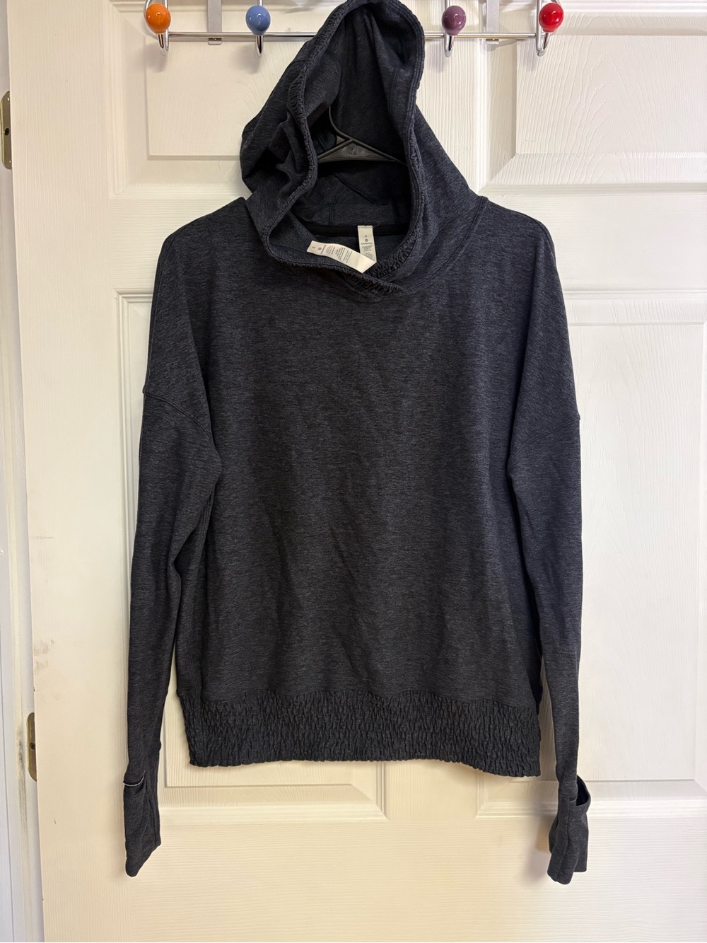 Lululemon Lead The Pack Pullover Rulu Hoodie Heathered Dark Cast Sz 6 Thumbholes